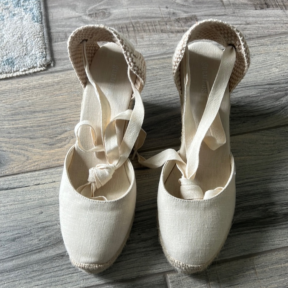 Soludos Tall Wedge Linen/Blush